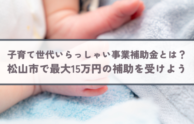 子育て世帯いらっしゃい事業補助金とは？愛媛県松山市で最大15万円の補助を受けよう