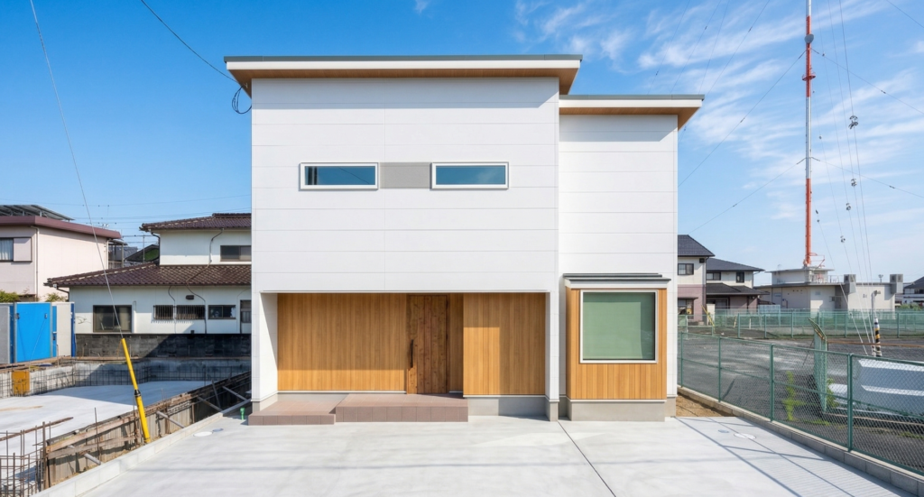 外観に惚れ、吹き抜けに恋する。光と空を味方につけた家。